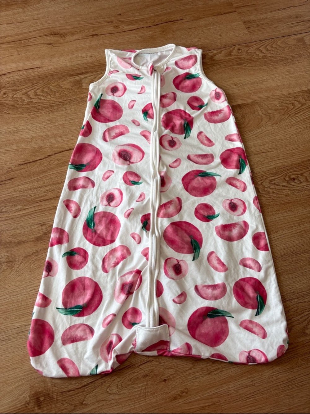 Girls' Peach Print Sleeveless Sleep Sack - White & Pink